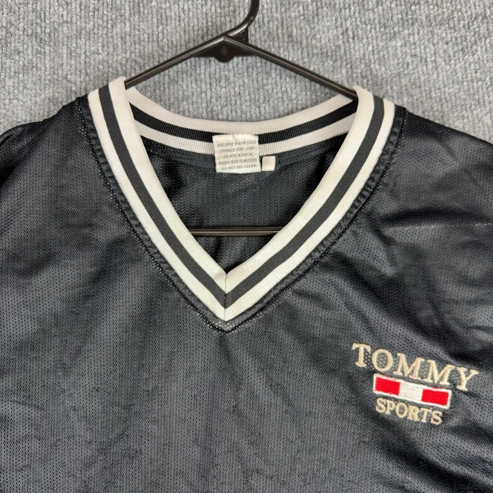 Tommy Sports Shirt Mens 2XL Black Mesh V Neck Short Sleeve Athletic Jersey Top